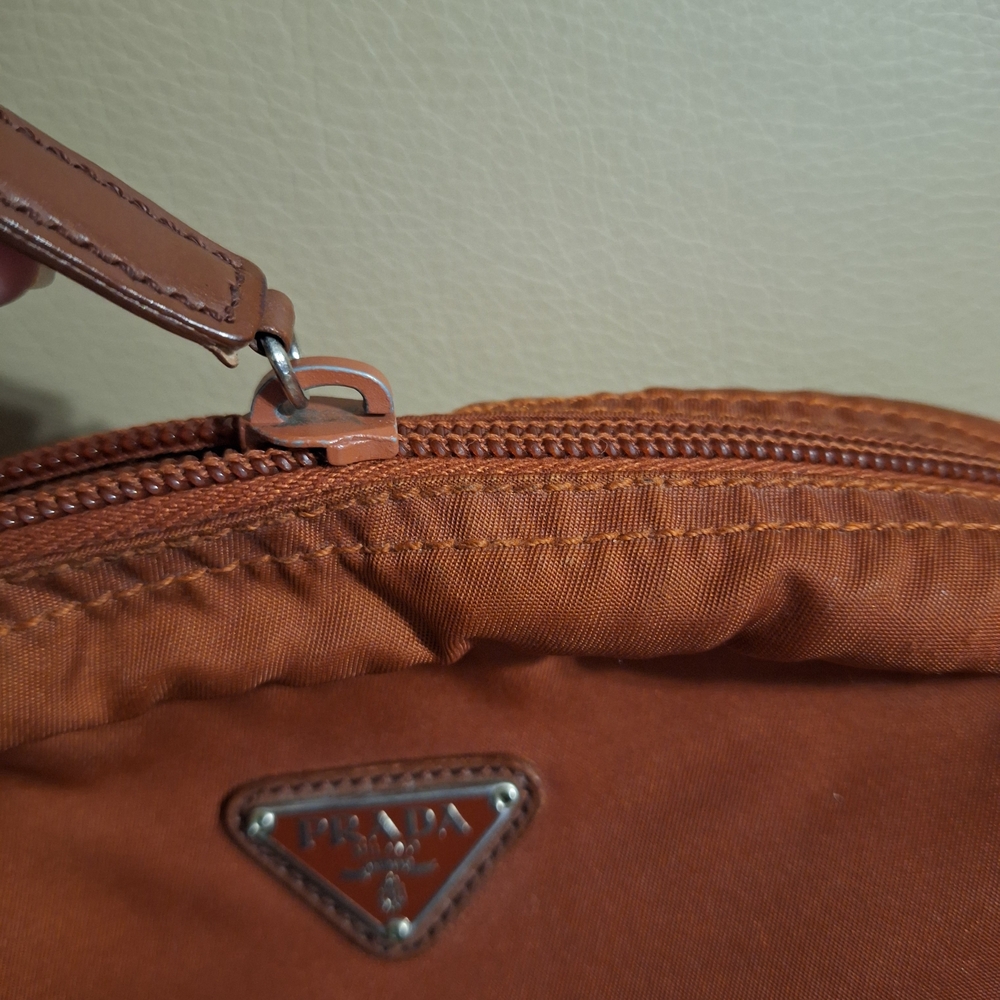 Prada Rust Nylon Zip  Small Pouch - Picture 9 of 15